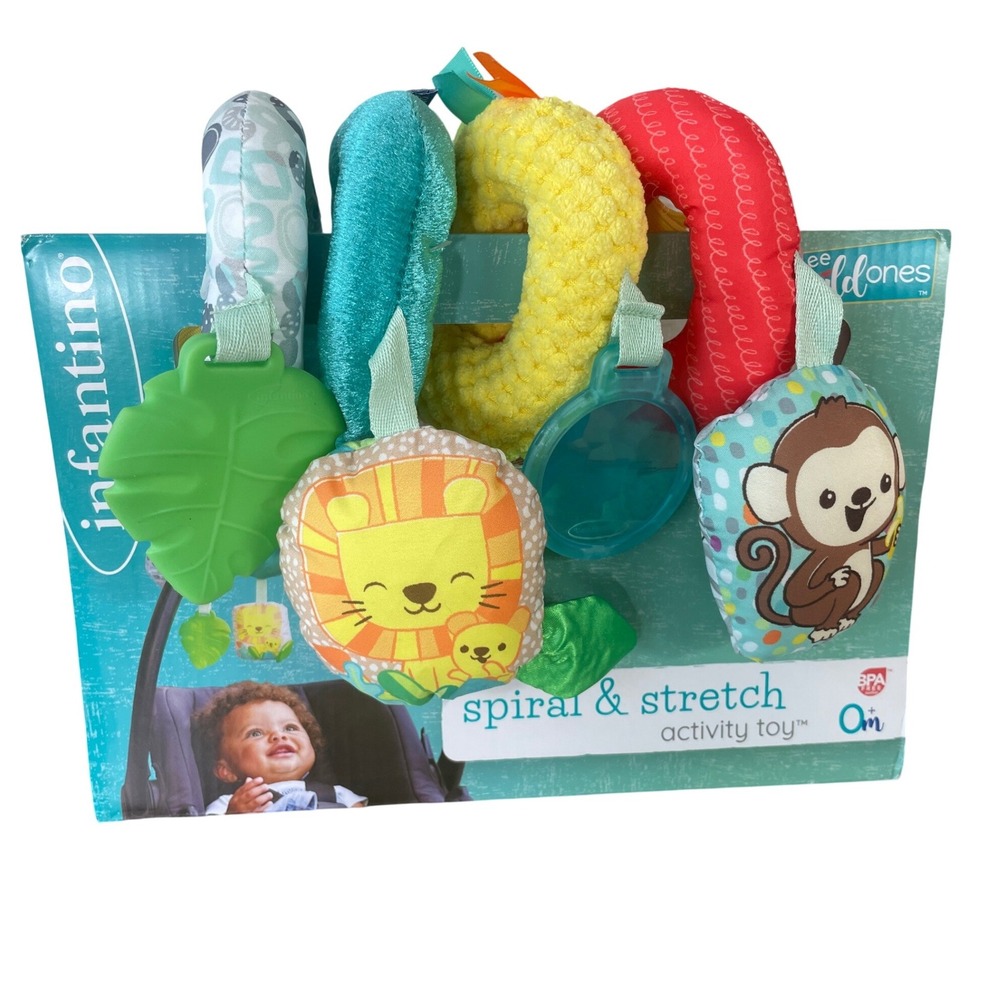Infantino Spiral & Stretch Activity Toy - teal, yellow, red, green, blue